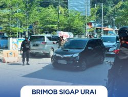 Brimob Sigap Urai Kemacetan di Ajibata, Bantu Penumpang Menyeberang di Tengah Padatnya Arus Lebaran