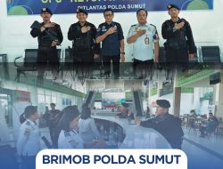 Brimob Polda Sumut Siaga Awasi Arus Mudik Balik di Terminal Amplas