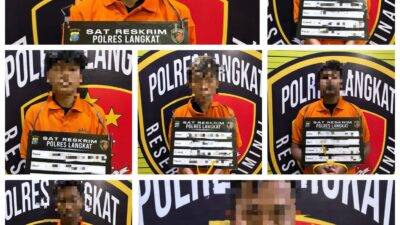 Polres Langkat Tangkap Tujuh Pelaku Pencurian Disertai Kekerasan di Empat Lokasi, Dua Senjata Tajam dan Dua Sepeda Motor Diamankan