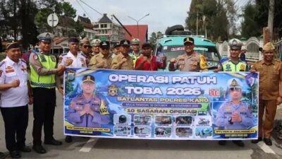 Hari Pertama Operasi Patuh Toba 2026, Kapolres Karo Bersama Forkopimda Turun ke Jalan Edukasi Pengendara